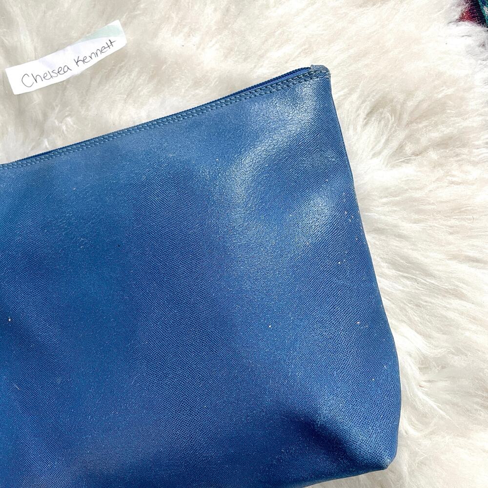 Gucci Vintage Oversized Clutch Wristlet Pouch Logo Medallion Blue - Picture 3 of 11